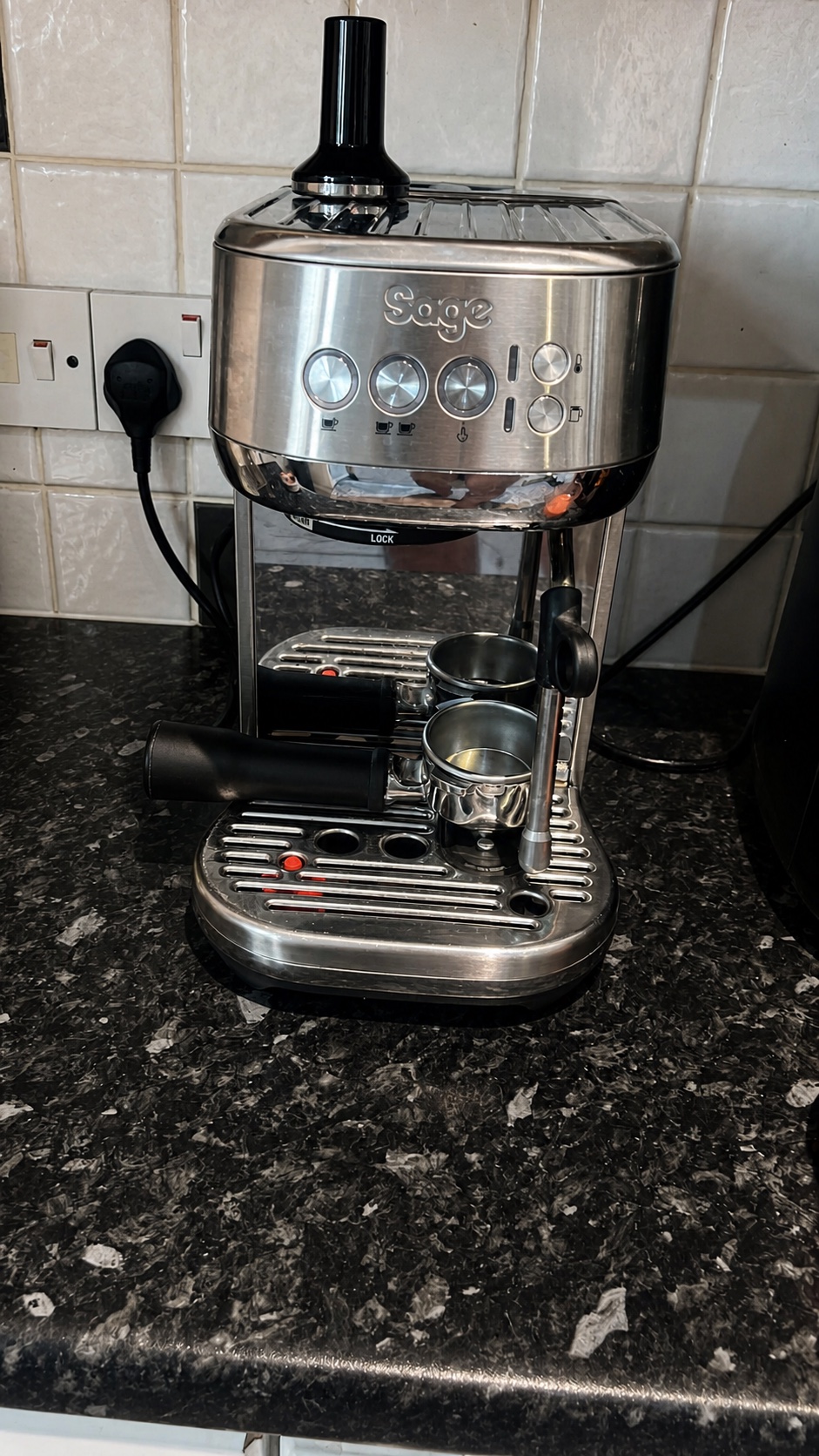 Sage Bambino Plus in Ben Murrell’s kitchen during owner testing