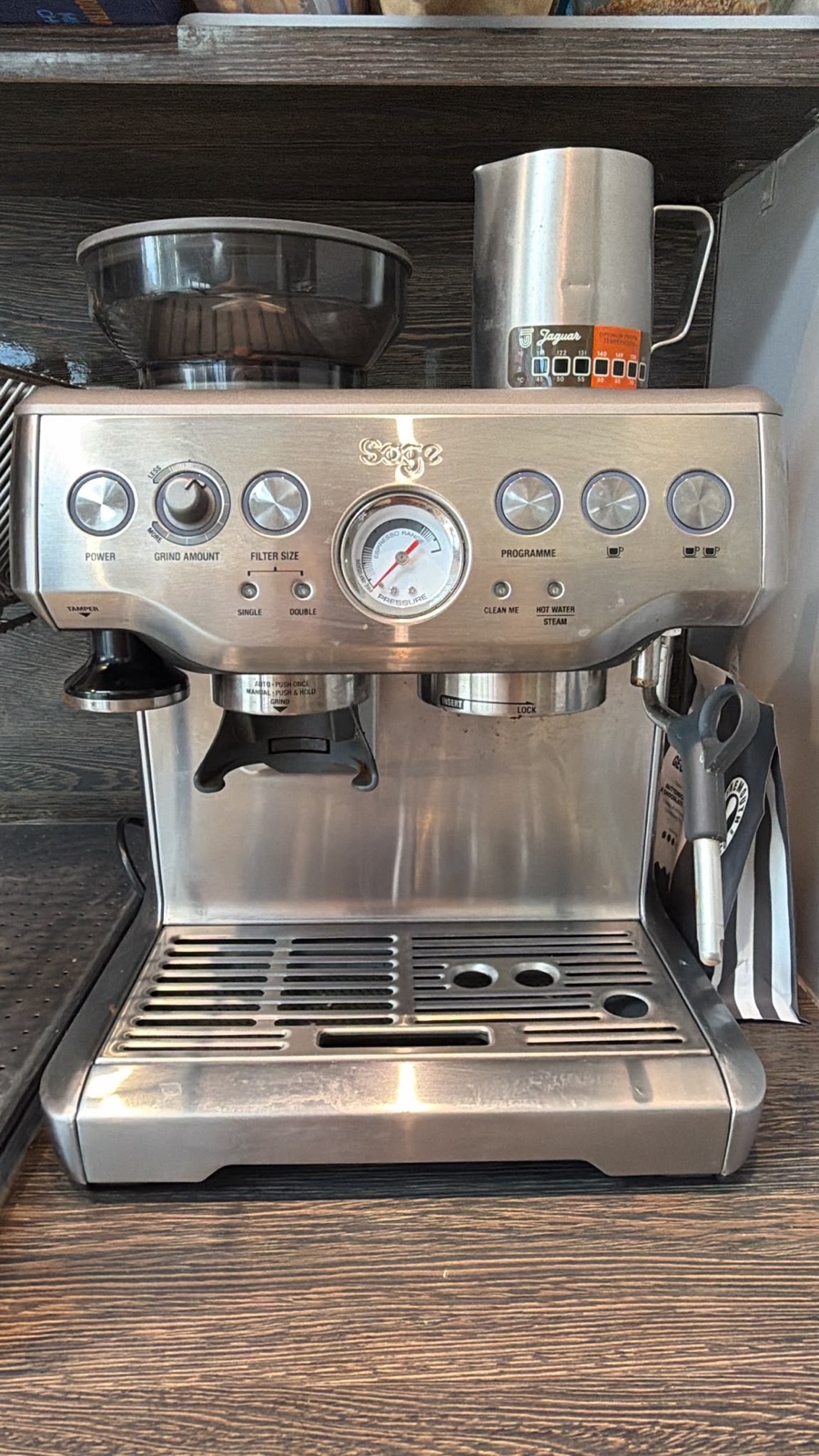 Sage Barista Express photographed during Ben Murrell’s hands-on home testing